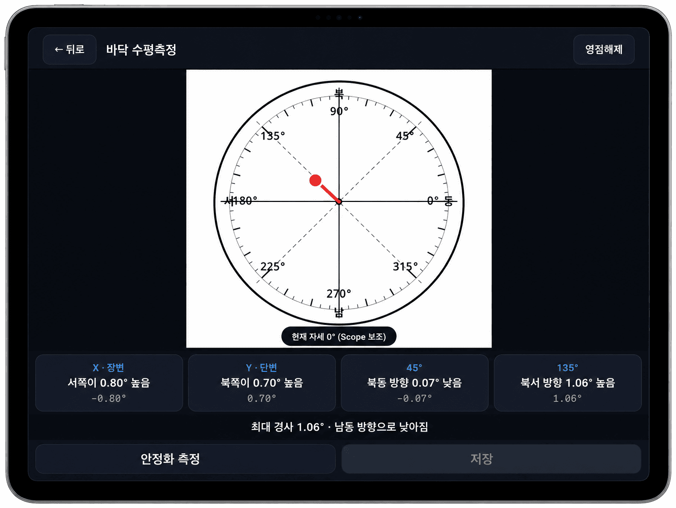 360° 바닥 수평도 측정기